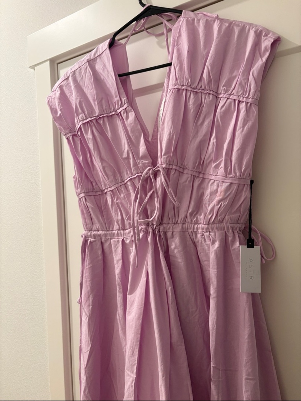 NWT [ASTR The Label] Lilac Flowy Multi Tie V-Neck Cap Sleeve Dress Women’s S - Picture 6 of 12